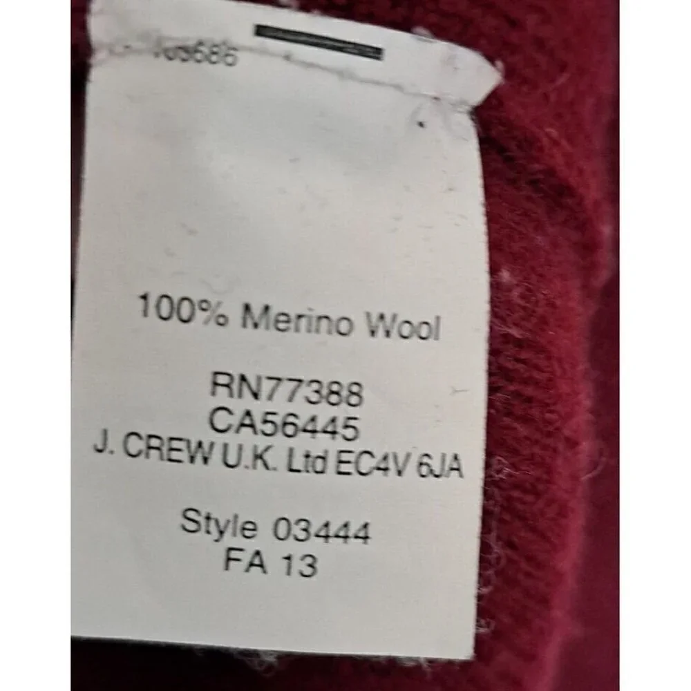 J.Crew XS Burgundy Merino Wool Long Sleeve Tunic Patch Pockets